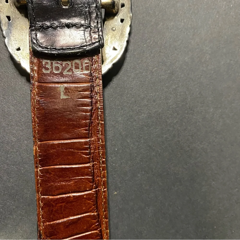 Brighton Black and Brown Belt with Silver Buckle - Picture 4 of 9